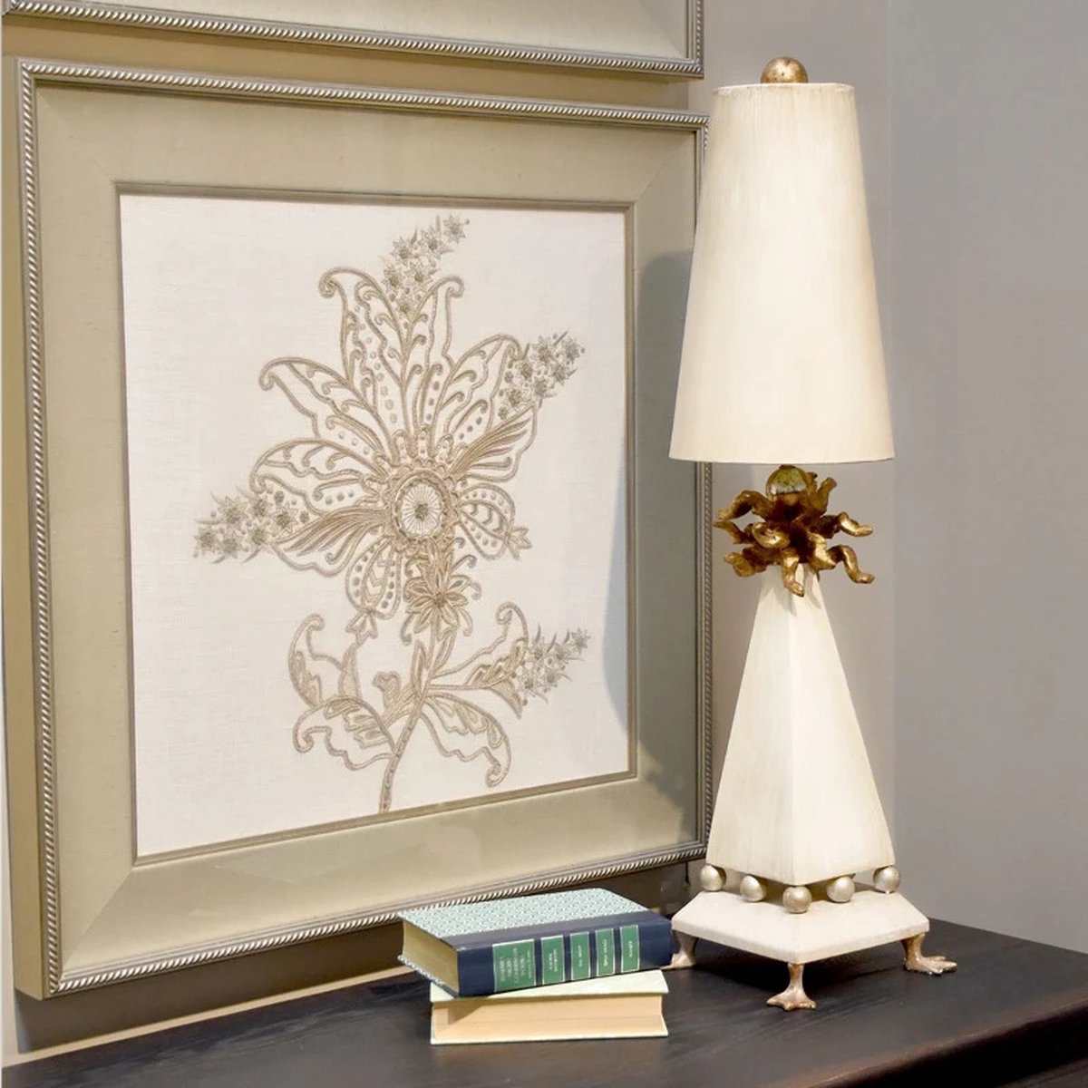 Flambeau LED Tafellamp Leda | 1X E27 Max 60W | Cream Patina, Gold Leaf