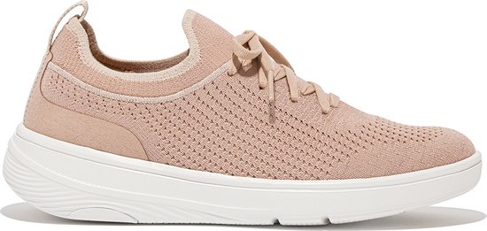 Baskets pour femmes à lacets FitFlop Super-Q Knit pour femme - Beige Buff/or Goud