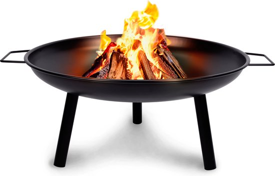 BBQ Collection Vuurschaal Ø60 cm - Vuurkorf voor Buiten met Handvaten - Tuinhaard op Brandhout - Terrashaard 3 Poten - Tuinkachel voor Kampvuur - Terraskachel - Carbon Staal