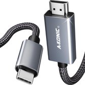 A-KONIC USB C naar HDMI Kabel - Ultra 4K – Switch - 1.8 meter - Aluminum Space grey