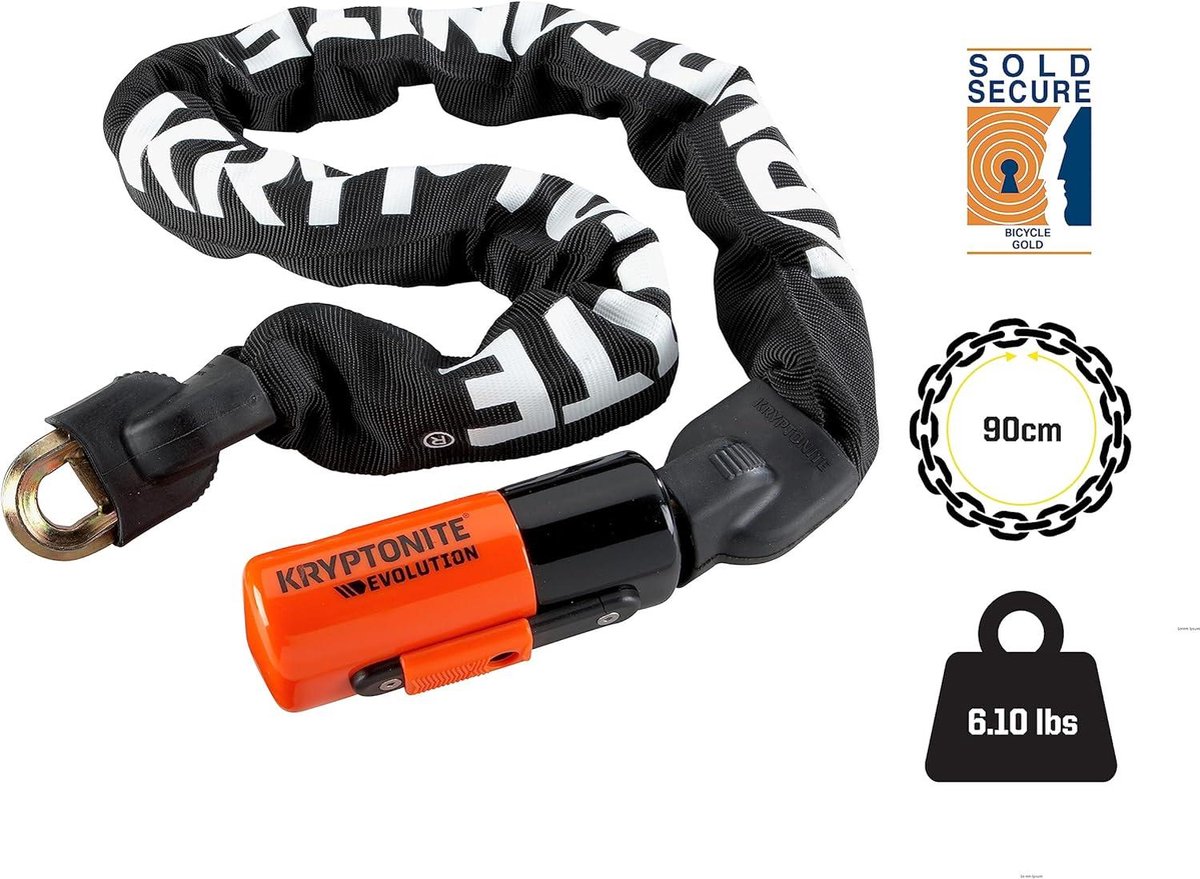 Kabelslot Evolution serie 4 - Geïntegreerde Ketting - Kryptonite - Zwart - 90 cm chain lock thumbnail 4