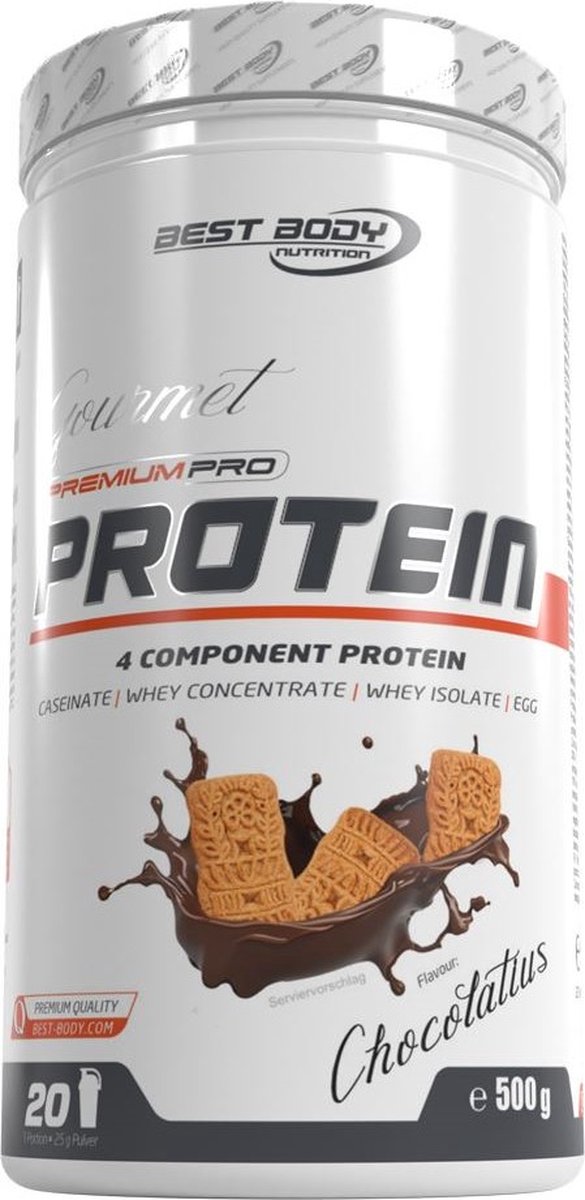 Goedkoopste Gourmet Premium Pro Protein 500g CHOCOLATIUS - time-released eiwit met een matrix van whey, melk en ei-eiwit | Best Body