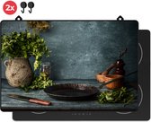 KitchyMist Inductie Beschermer 78x52 cm - Stilleven van Kruiden en Specerijen - Kookplaat Beschermer - Afdekplaat voor Kookplaat - Inductie Mat - Spatscherm Achterwand Keuken