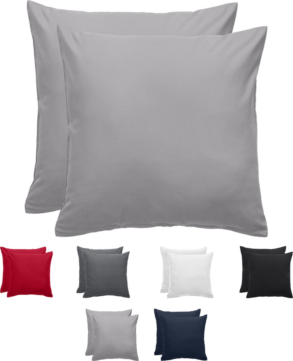 Komfortec Set van 2 Premium Kussenslopen 40x40 cm - Superzachte Kussenhoes – 100% - Geborsteld Mikrovezel 90g/m² - Grijis