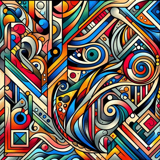 Doodle picasso schilderij | De abstracte creativiteit van Picasso in een verrassende doodle | Kunst - 30x30 centimeter op Canvas | Foto op Canvas