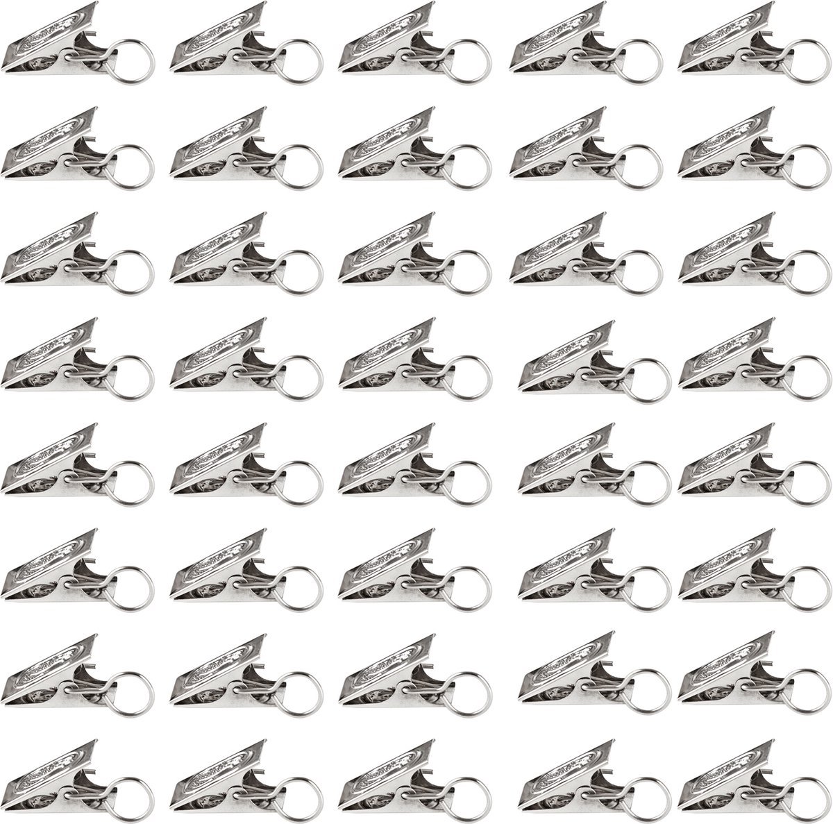 Somstyle 40x Gordijnhaken Clips - Met Klem - RVS - Zilverkleurig