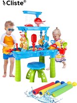 Cliste Echt 3-tier Zand en Watertafel Speelgoed - Gratis 1 Waterpistool - inclusief accesoiresset - Watertafel en Zandtafel - inclusief stoeltje - waterspeelgoed voor buiten / tuin - activiteitentafel - Strandspeelgoed