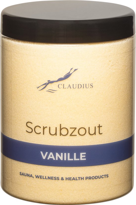 Scrubzout Vanille in handige pot - 1250 gram - met zwarte deksel - Hydraterende Lichaamsscrub
