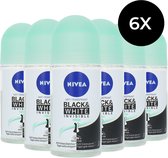 Nivea Black & White Invisible Fresh Deo Roller - 6 x 50 ml