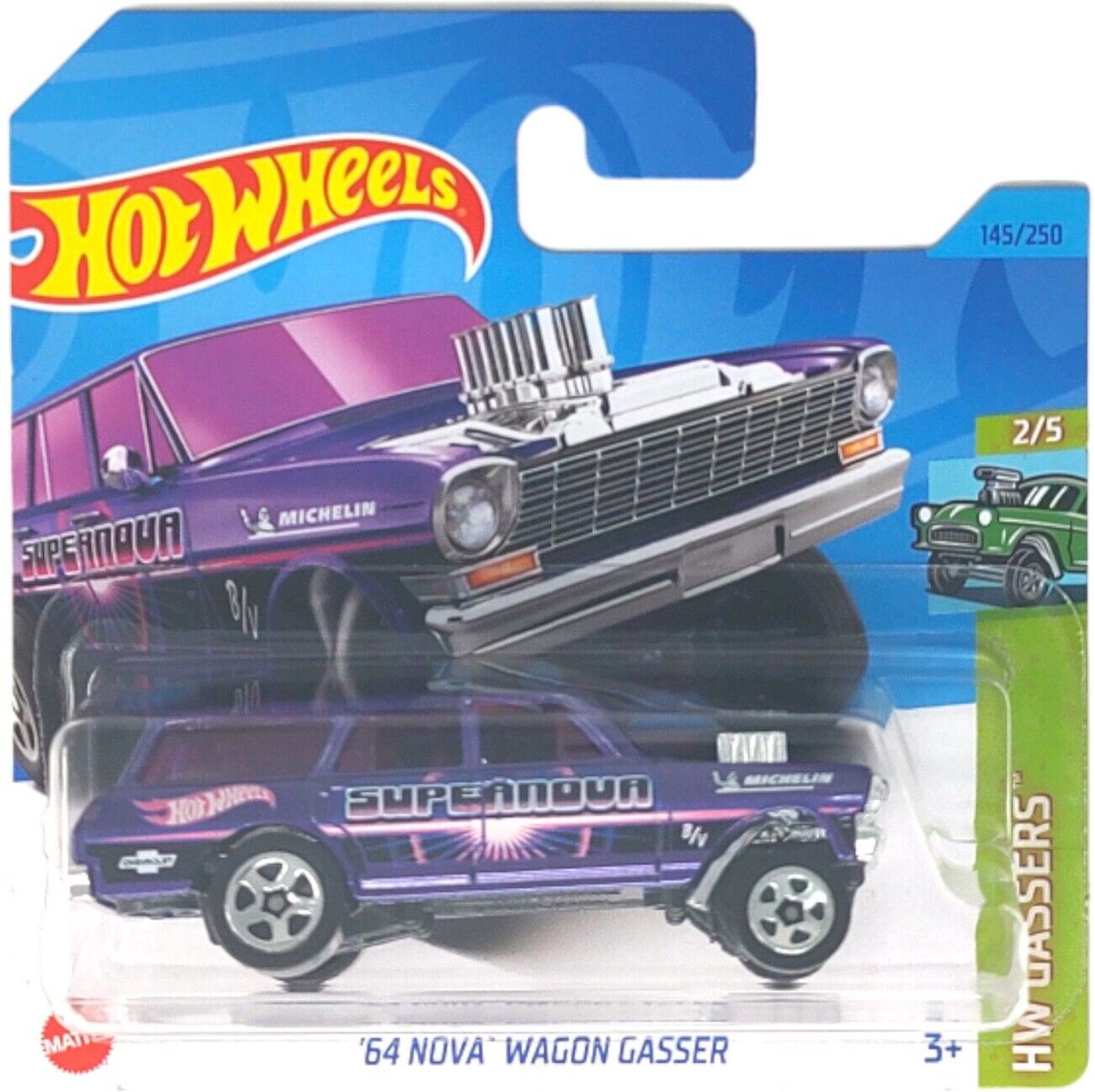Hot Wheels '64 NOVA WAGON GASSER PURPLE 145 250 1:64 HW GASSERS 2 5