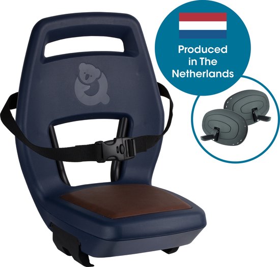 Qibbel Junior 6+ Fietsstoeltje Achter Bagagedrager bevestiging - Navy Blue - inclusief voetbeschermingsplaten en voetsteunen