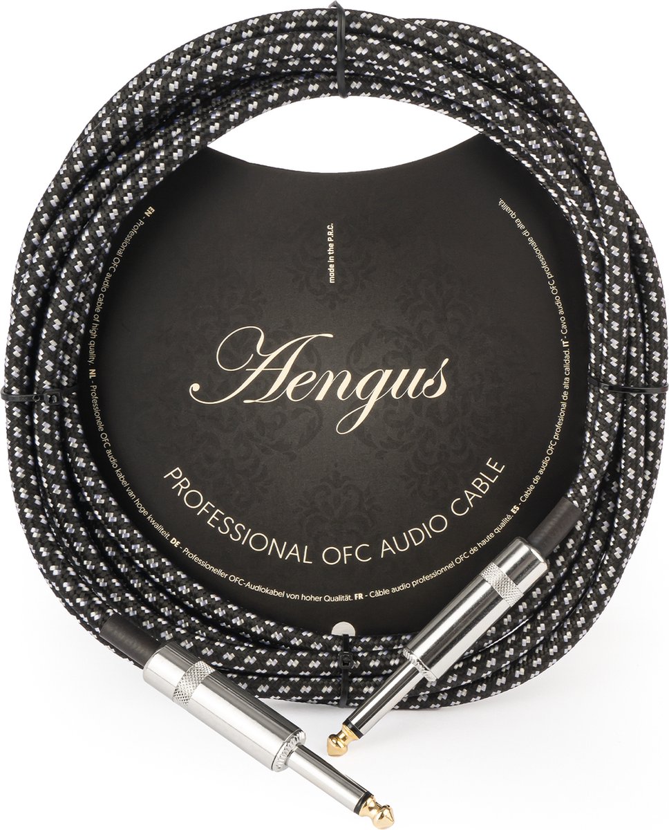 Áengus Black Tweed Gitaarkabel Instrument kabel - 6.35mm mono jack plug recht/recht - 3 meter