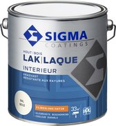 Sigma Houtlak Interieur Glans - Kras- & Slijtvast - Droog na 1 uur - Geurarm - RAL 9010 - Wit - 2,5L