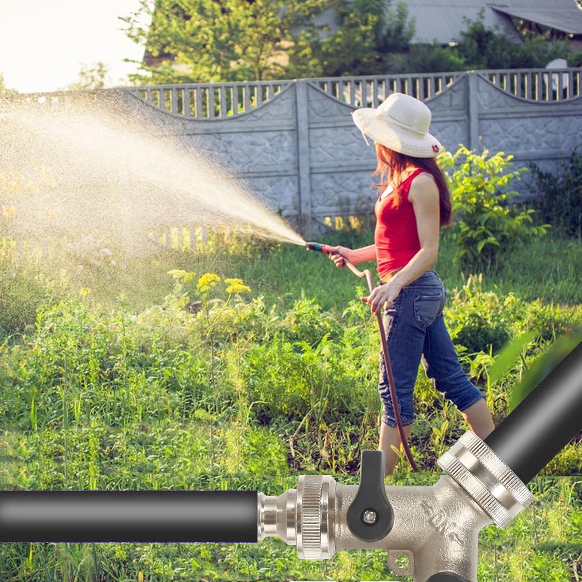 Y Stuk kraan splitter - Y-stuk 3/4 - Y Stuk kraan - Kraan Splitter - voor wasmachine - Waterverdeler 2-weg - voor gebruik in huis en tuin - G 3/4" waterverdeler - Buitenkraan - tuinslangaansluiting - Met accessoires - Europese Kranen - Lange uitloop — afbeelding 2