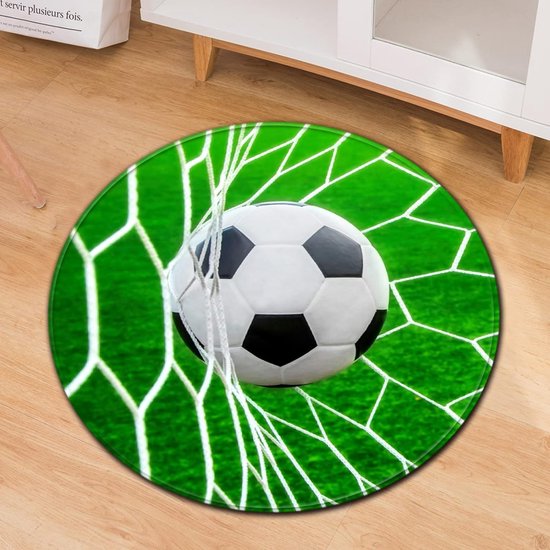 HomeBerg XL Voetbal Tapijt Rond - Kinderen - Bal - Kruipmat - Vloermat - Soccer - Vloerkleed - Speelkleed - voetbalkamer - Zacht - 120 CM