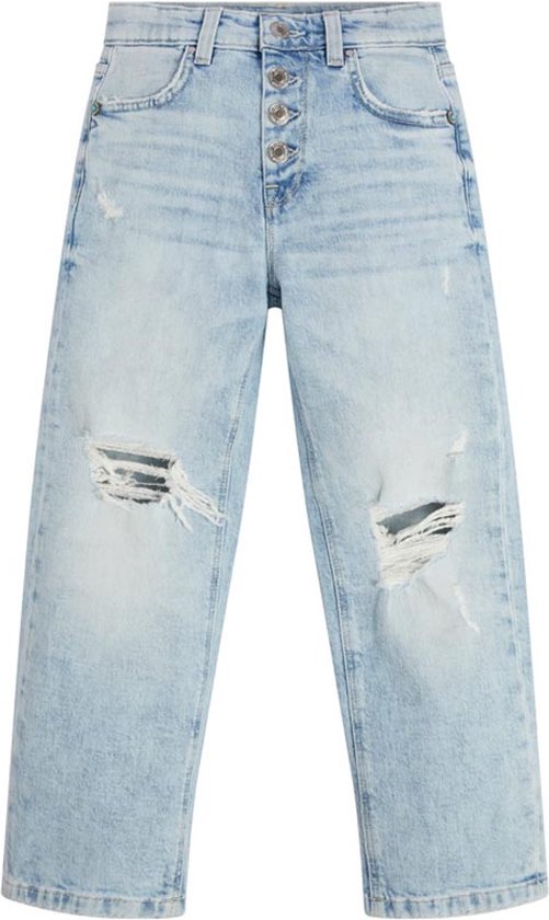 Denim Straight Pants With Exposed