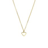 Lucardi Dames Stalen goldplated ketting met open hart - Ketting - Staal - Goudkleurig - 47 cm