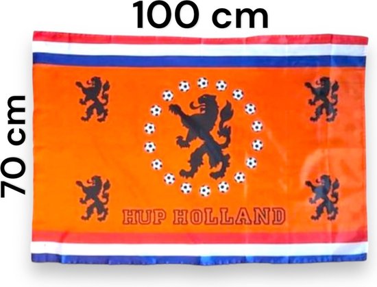 Foto: De oranjefan oranje vlag ek voetbal 2024 ek 2024 hup holland maat l oranje versiering oranje decoratie nederlands elftal 100 x 70 cm