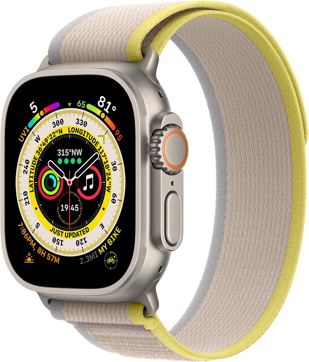 Apple Watch Ultra 49mm Trail Horlogeband Geel/Beige S/M