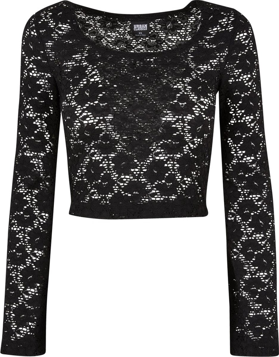 Urban Classics Cropped Lace Longsleeve top M Zwart
