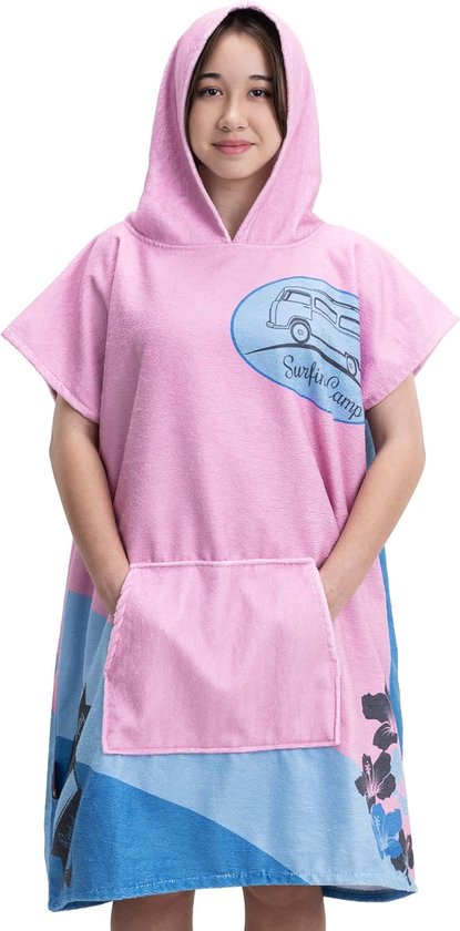 Hiturbo Veranderende jas, poncho badhanddoek met capuchon voor strand Hiturbo Veranderende jas, poncho badhanddoek met capuchon voor strand