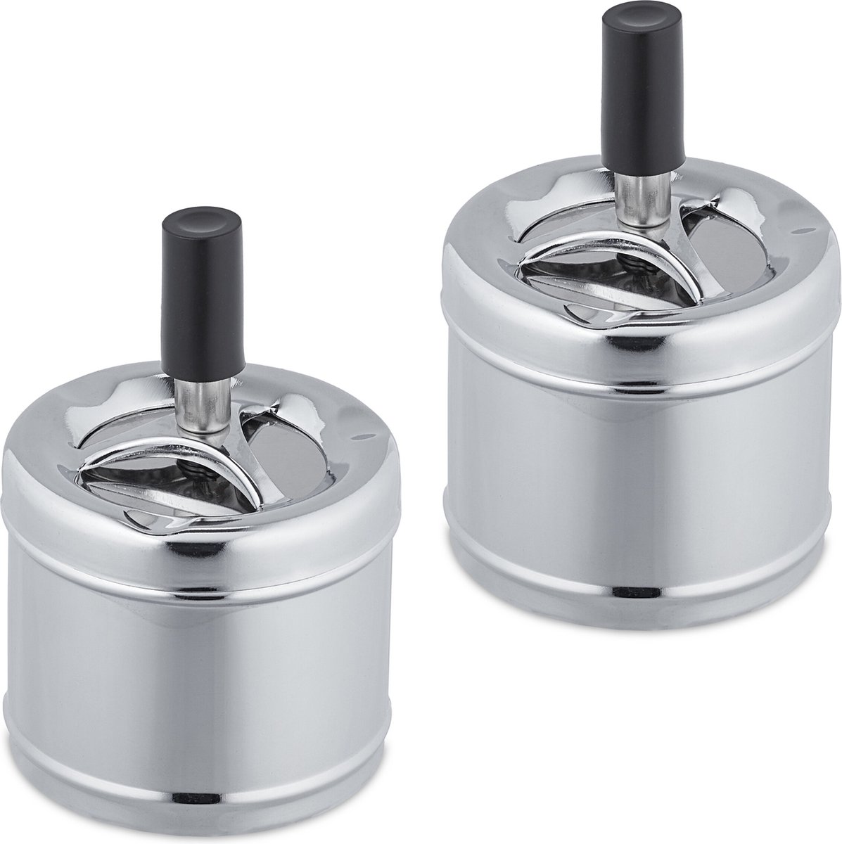 Goedkoopste 2x draaiasbak - asbak met deksel - Ø 8 cm - windasbak - tuinasbak druk en draai