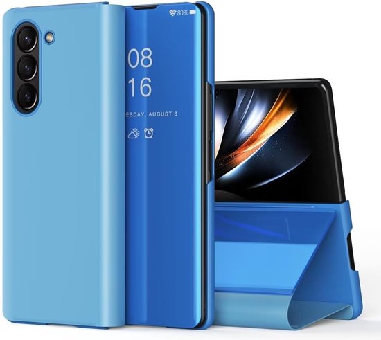 Convient pour Samsung Z Fold 6 - Clear View Cover - Display Smart View Case - Blauw