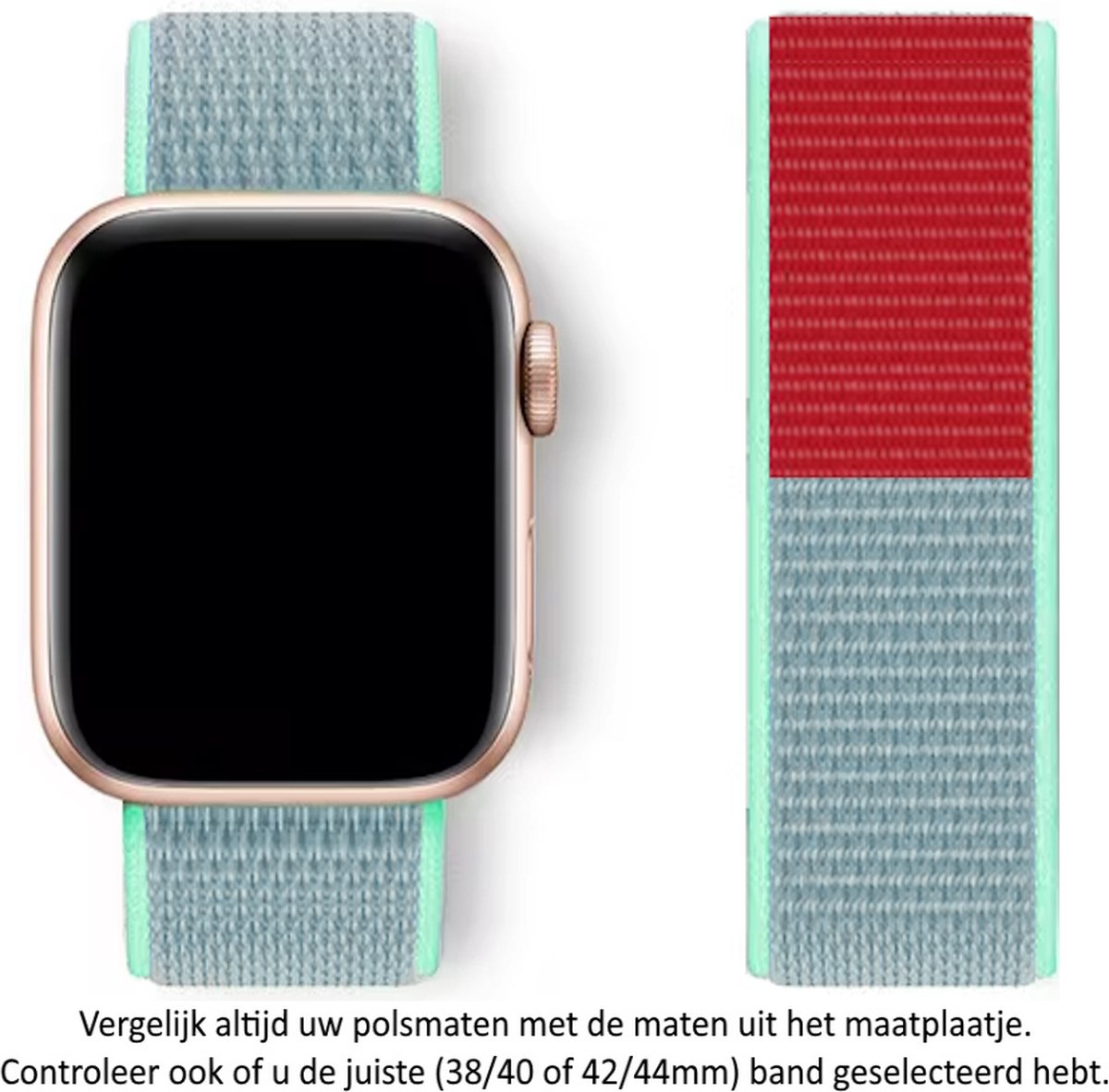 Rood Blauw / Paars Nylon Horloge Band geschikt voor Apple Watch 1, 2, 3, 4, 5, 6, 7, 8, SE, 42mm, 44mm & 45mm "Mannenbreedte" Series Zacht Geweven Nylon 42 mm, 44 mm en 45 mm