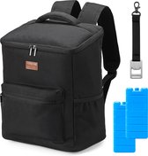 Packaway Koeltas Rugzak 25L - Incl. 2 koelelementen - Incl. flessenopener - Waterafstotend - Anti diefstal vak - 4 Laags geïsoleerd - Zwart