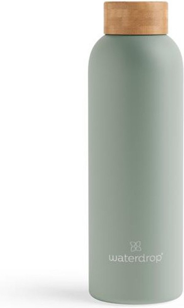 Goedkoopste Waterdrop Steel Bottle Pastel Olive Matt 600 ml