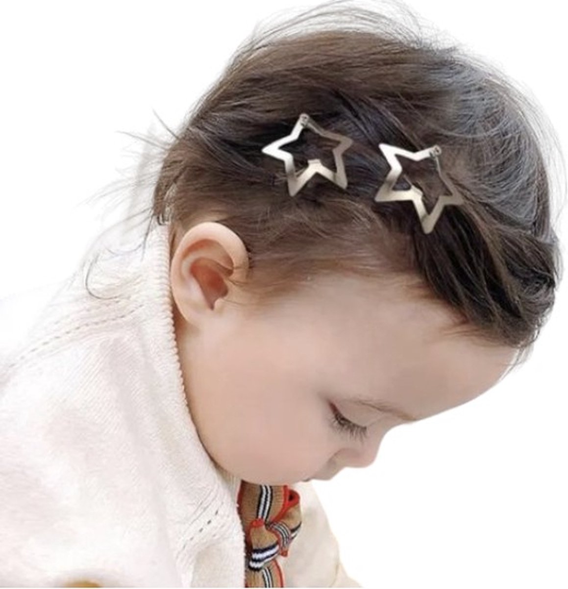 Hiden - Haarclips Set - Haarspelden Set - Haarspeld - Haarklemmen - Haar Accessoires - Kinderen - Silver Stars - 5 stuks