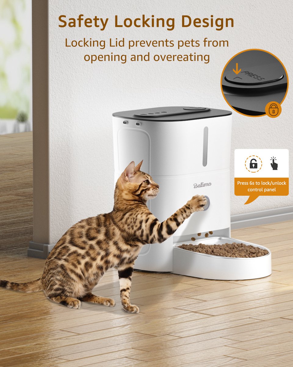 Afbeelding 2 van Balimo Automatische Voerbak Kat en Hond - Voerdispenser - Voerinhoud 3L - Wit