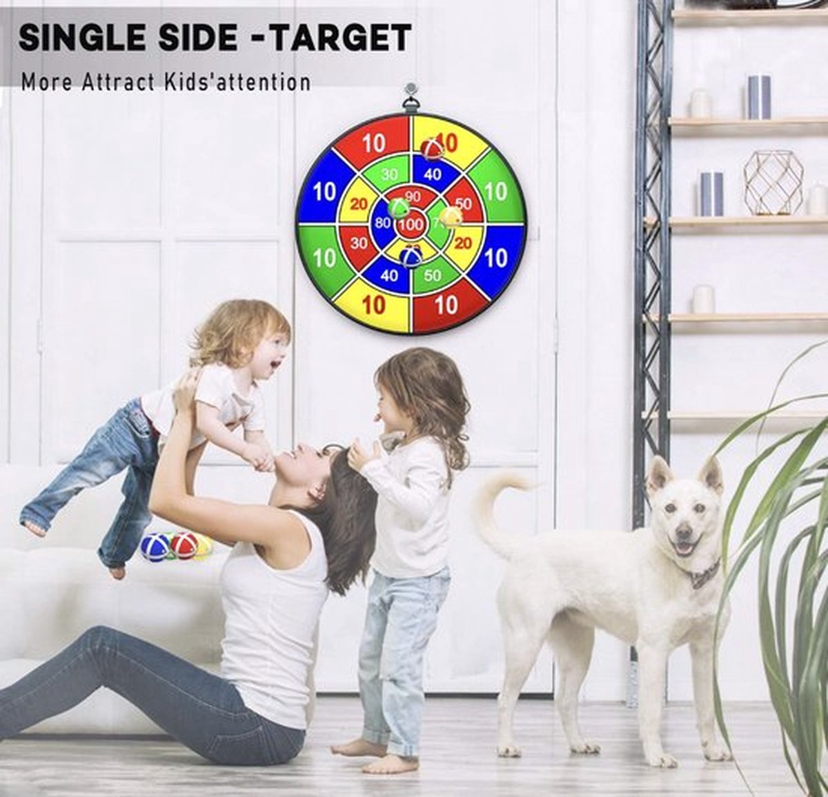 Dartbord voor kinderen, dubbelzijdig kinderdartbord met 12