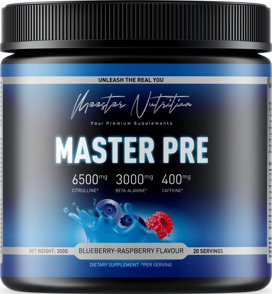 Goedkoopste Meester Nutrition - Pre-Workout Master Pre Blueberry & Raspberry - Energy Drink - De Sterkste Én Lekkerste Van Nederland