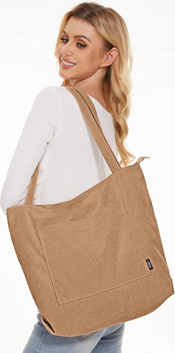 Sac Fourre-tout Velours Côtelé - Unisexe - Sac Voyage Ou Travail - Multi-poches Pratique Et Stylé