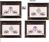 4x Face & Body Jewels All-In-One Glitter sticker 2 assortie