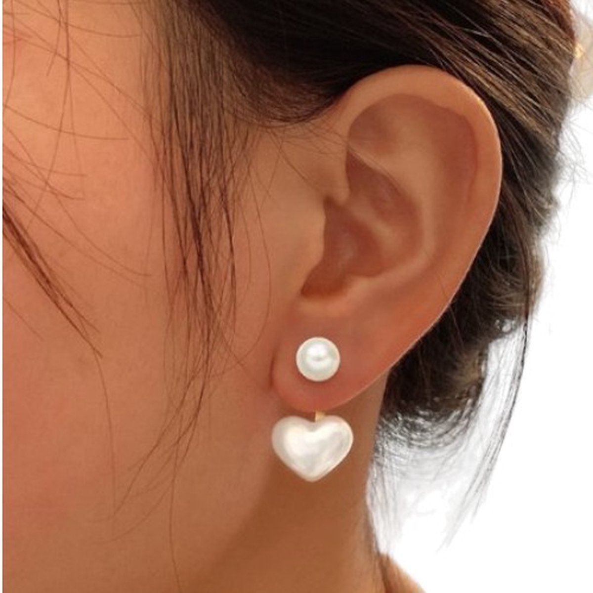 Hiden - Parel Sieraad Oorbellen - Oorknopjes - Oorringen - Sieraden - Moederdag Cadeau - Oorbellen - Mode - Hartje