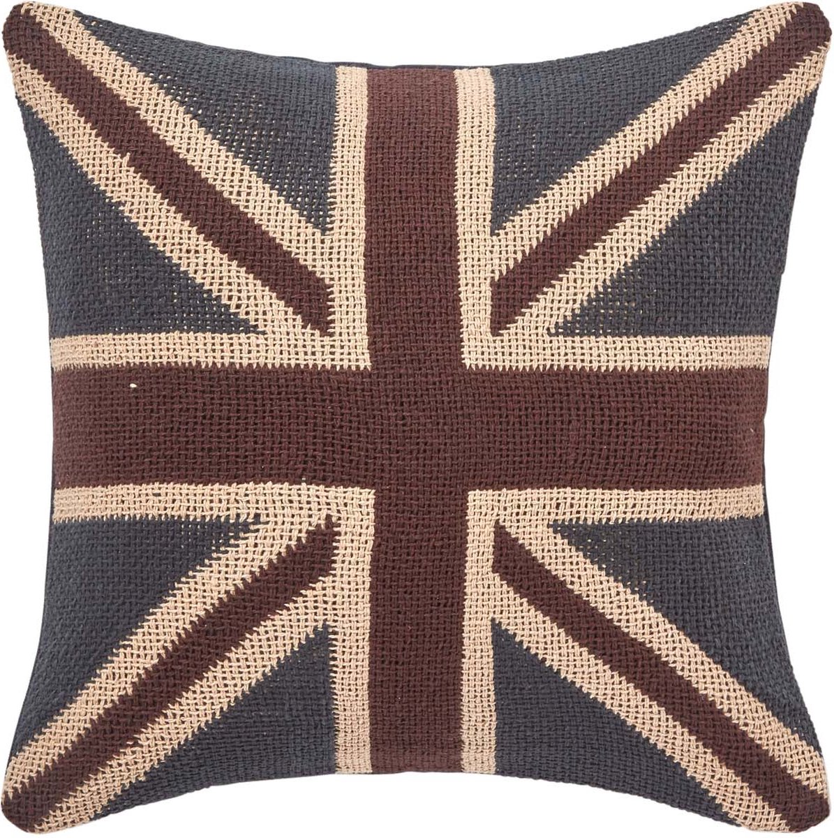 Homescapes Jacquard Union Jack Kussenhoes 45 x 45 cm donkerblauw, roestrood, crème