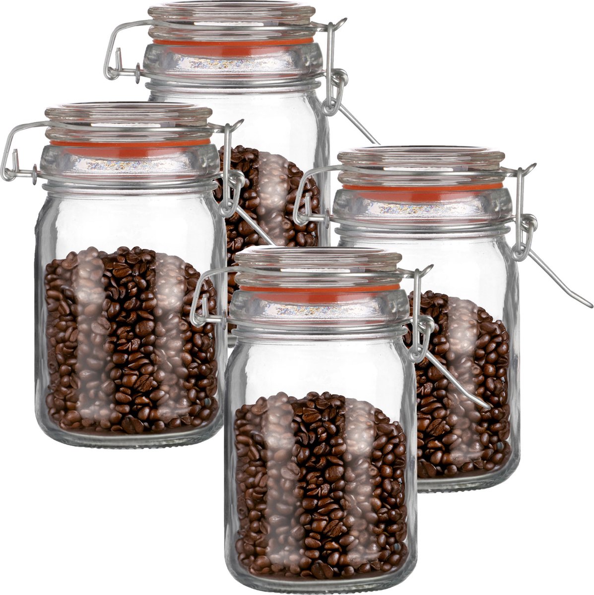 Urban Living Weckpot/inmaakpot - 4x - 250 ml - glas - met beugelsluiting - D7 x H12 cm