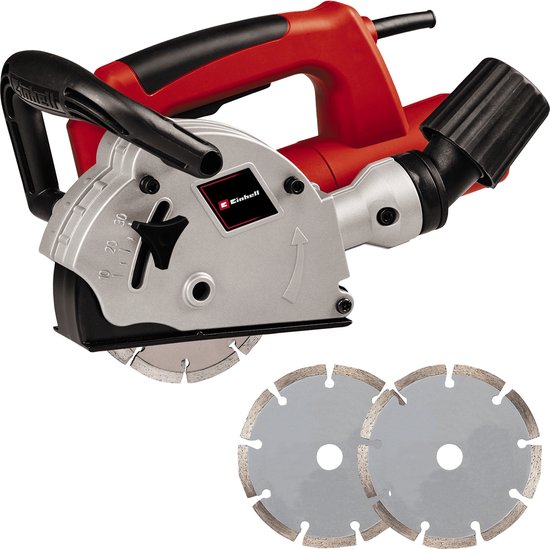 Einhell Muurfrees TC-MA 1300 - 1320 W - Ø125 mm - Groefdiepte 8-30 mm - Groefbreedte 8-26 mm - Stofafzuiging - Incl. 2x diamantslijpschijven