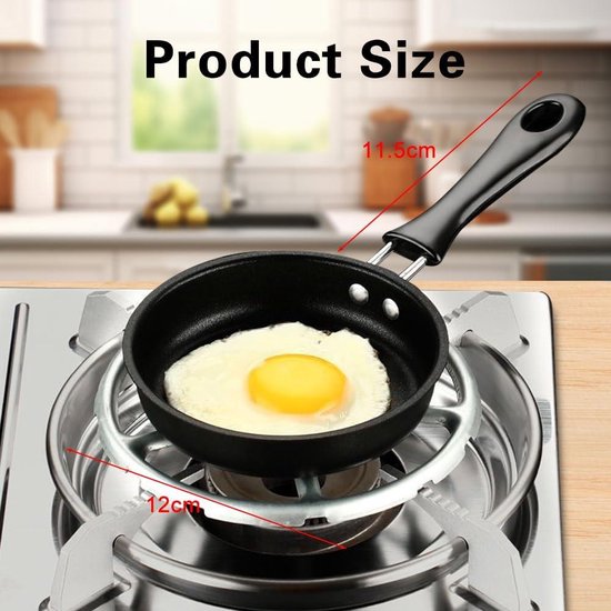 2 stuks braadpan, mini-pan met antiaanbaklaag, omeletpan, wok met antiaanbaklaag, voor het bakken van eieren, spek, plakjes ham, steaks, eierrollen, 12 cm (zwart