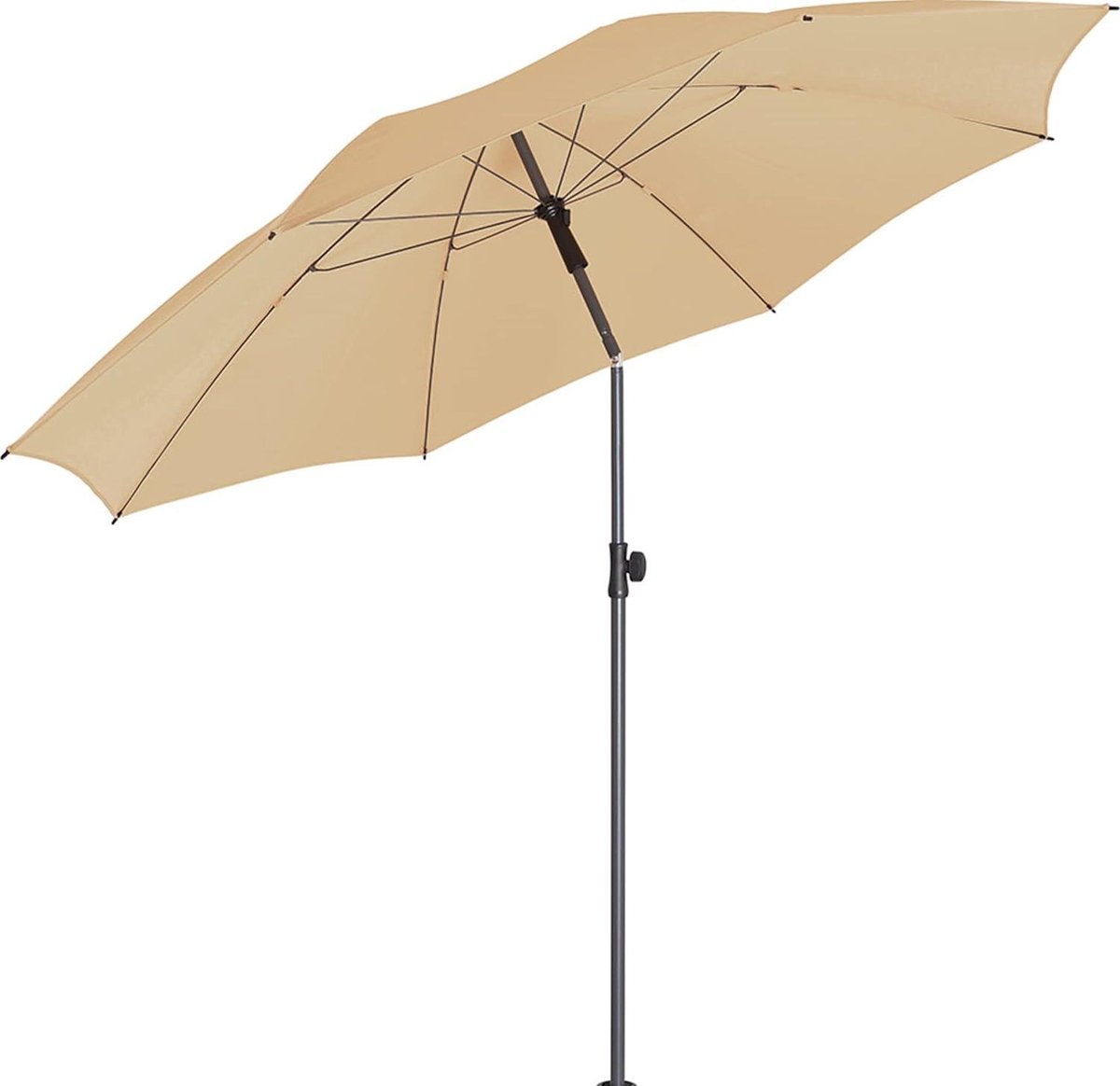 Bol.com Klassieke parasol met UV-bescherming 50+ voor balkon, tuin en terras - titanium afwerking - incl. draaisvastzetter, veil... aanbieding