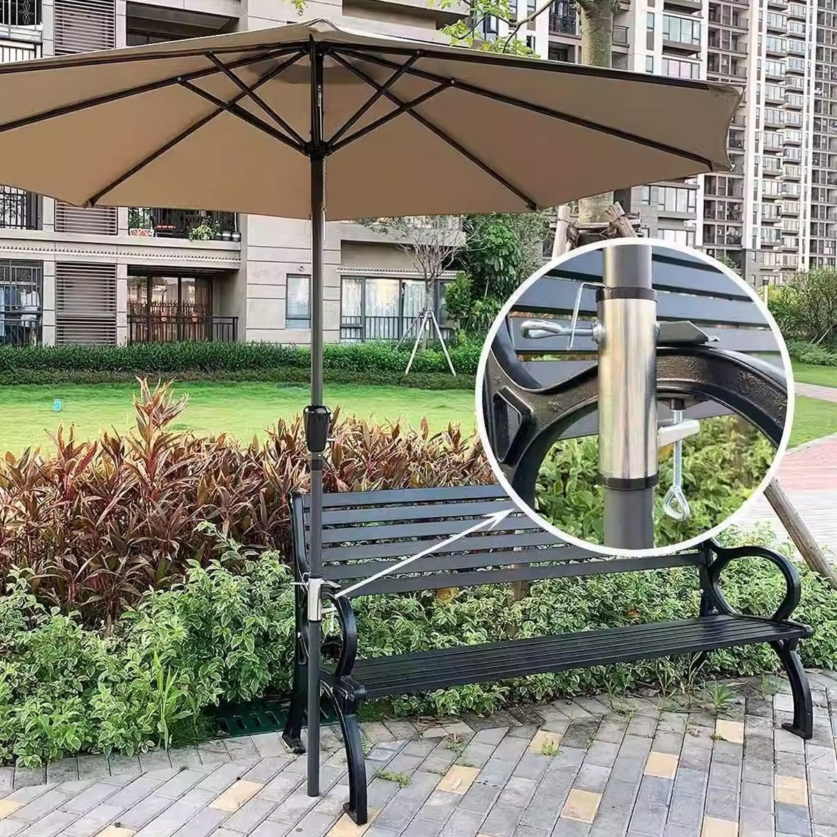 Bol.com Parasol 145 x 145 cm - tuinscherm voor balkon, tuin en terras - polyester bekleding met UV 30+ - zilver aanbieding
