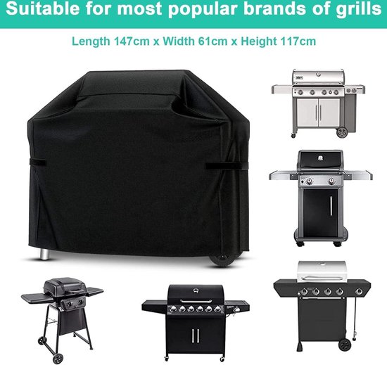 132x66x109cm 420D Heavy Duty Waterdichte Grote Barbecue Gas Grill Cover met klittenband - Winddicht UV-bestendig en Scheurbestendig - Zwart van Direct Wonen — afbeelding 5