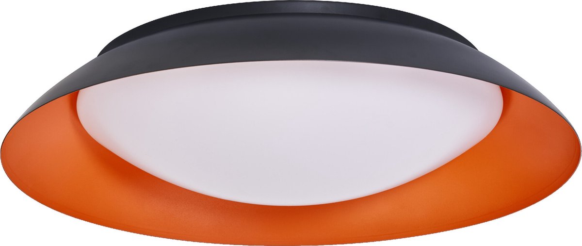 LEDVANCE Orbis Plate LED plafondlamp, zwart-oranje, 45W, 2200lm, 3000K, 480mm, 830 vriendelijk warm wit, dimbaar in 3 niveaus door te trappen, IP20 bescherming, inclusief montageschroeven en pluggen Zwart|Geel