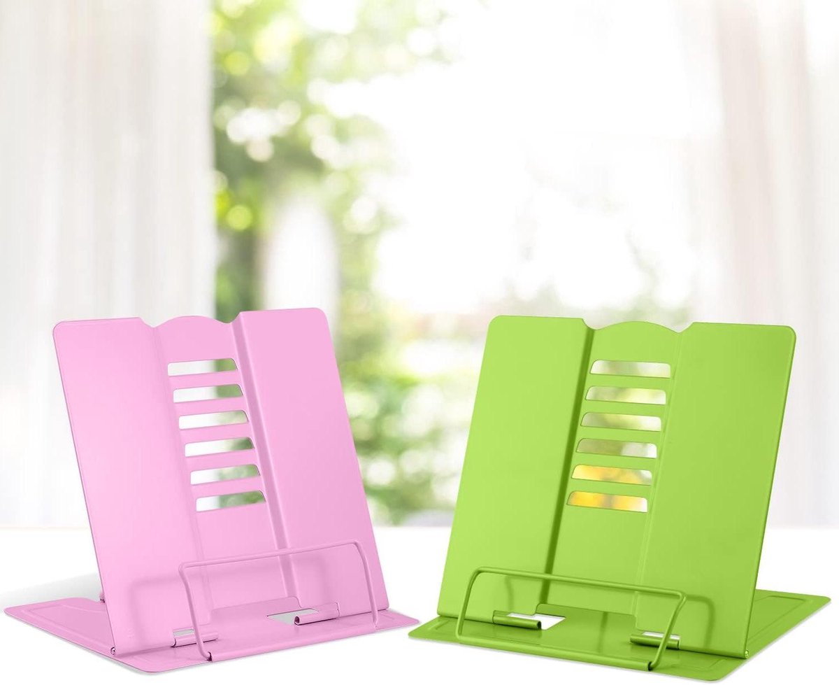 Boekensteunen kookboekhouder Verstelbaar Opvouwbaar Metaal Boekenstandaard voor keuken Tablet Roze Groen