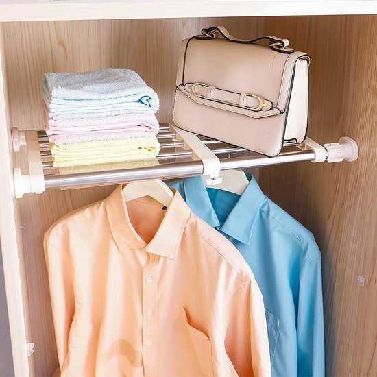 Hershii Kast Spanplank Uitbreidbare Telescopische Staaf Heavy Duty Kleding Opknoping Rail Verstelbare DIY Opslag Organizer Schoenrek 7-Bar Uitbreiding voor Garage Badkamer Keuken Slaapkamer Hershii Kast Spanplank Uitbreidbare Telescopische Staaf Heavy Duty Kleding Opknoping Rail Verstelbare DIY Opslag Organizer Schoenrek 7-Bar Uitbreiding voor Garage Badkamer Keuken Slaapkamer