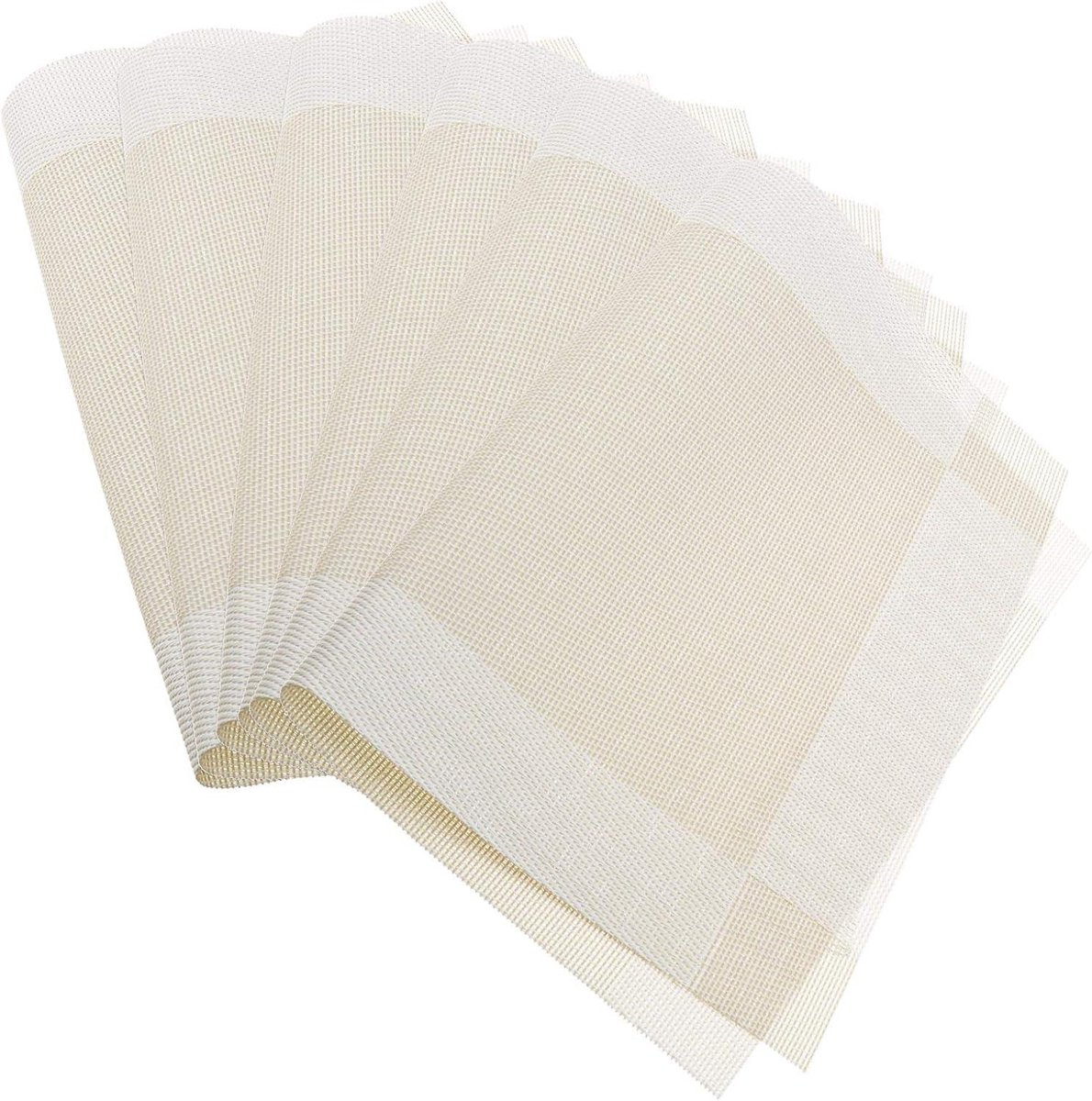 Image of 6 stuks Wit Waterdicht Anti-slip Warmte Isolatie Geweven Tafel Plaats Mat Kit voor Restaurant Hotel - Thuis Eetzaal