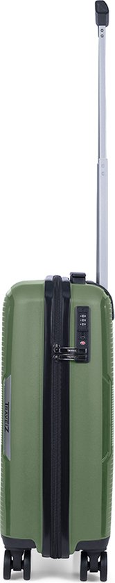 TravelZ Swinger Handbagage koffer 55cm - Sterke Lichtgewicht Trolley 35 ltr met TSA-slot - Groen