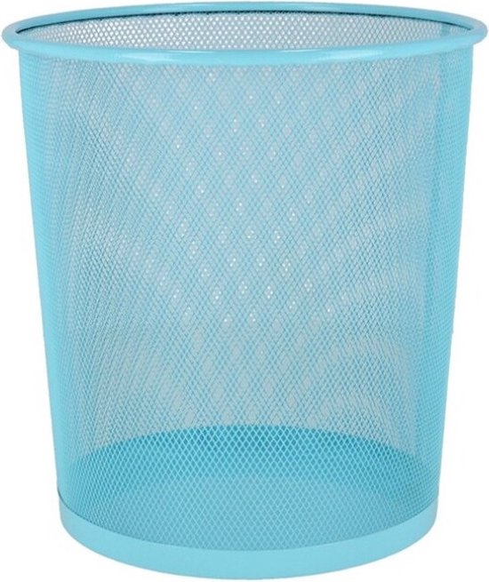 Poubelle/corbeille à papier de bureau 9 litres bleu - Papier